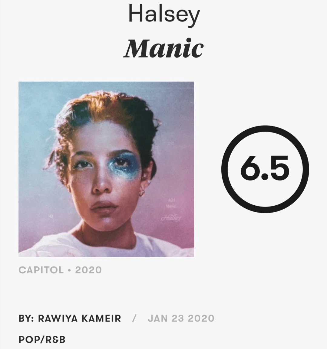 【搬运】【译】叉婊Pitchfork评Halsey 2020年专辑《Manic》 哔哩哔哩