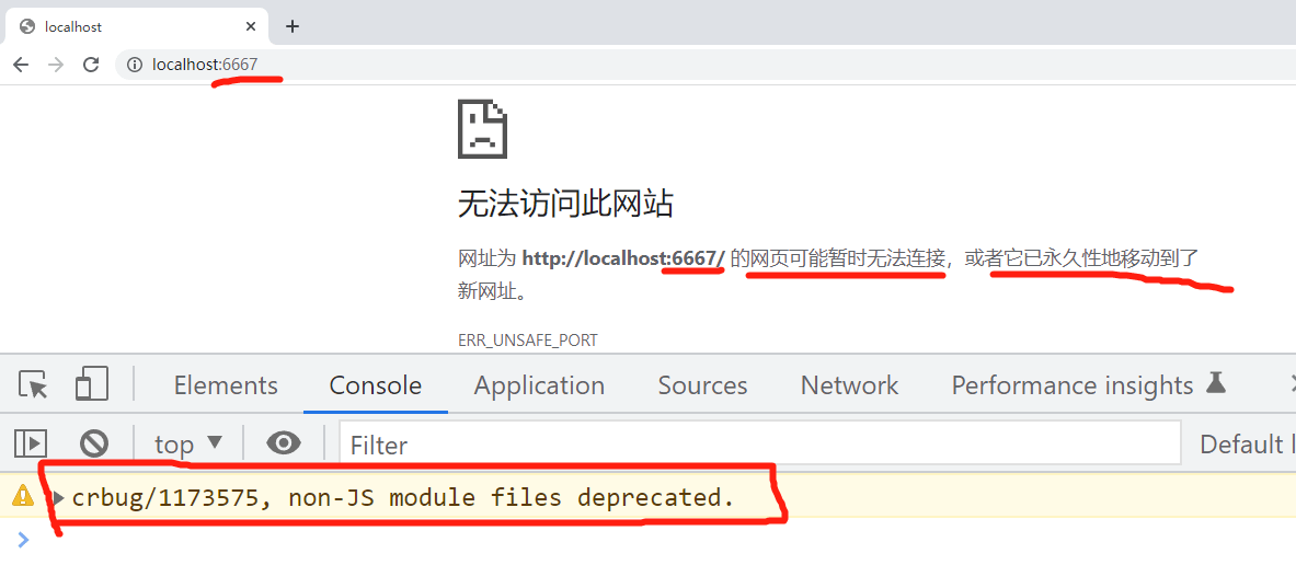 【警告提示的原因】：crbug/1173575, nonJS module files deprecated. 哔哩哔哩
