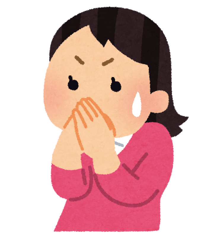 "A woman who is shocked by holding her mouth down" illustration