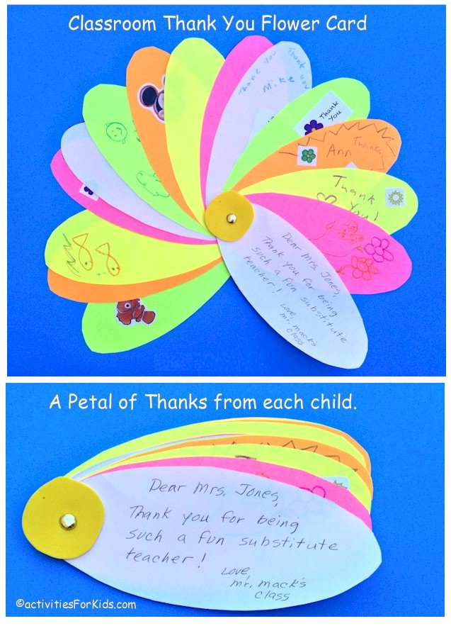  classroom thank you card flower kids write individual thank you notes