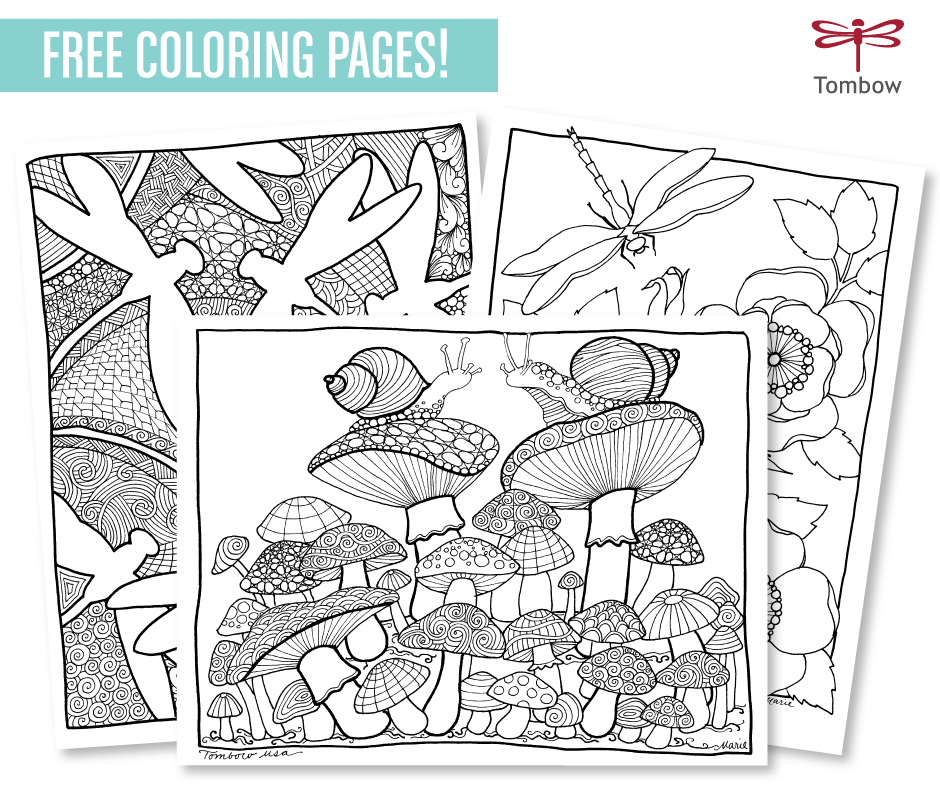 Keep your kids busy doing something fun and creative by printing out free coloring pages. free adult coloring page downloads tombow usa blog