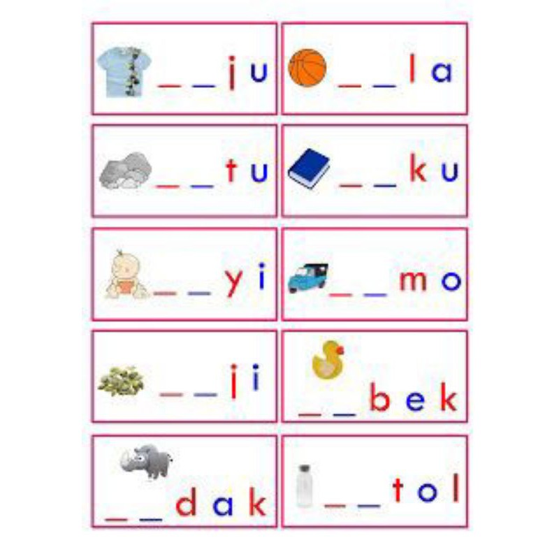 Worksheet Membaca Anak Tk - Misalnya, anak sudah mampu membaca satu suku  kata.