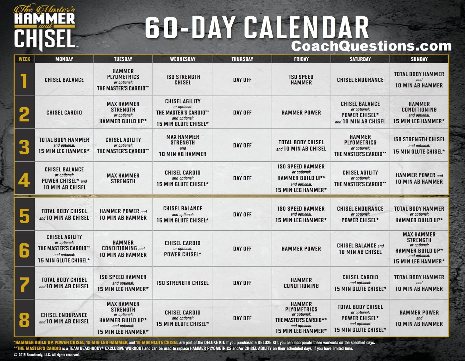 Hammer And Chisel Workout Calendar Printable Calendars AT A GLANCE(03)