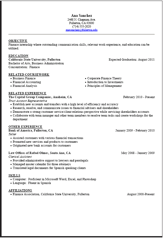 In most cases, the curriculum vitae will be the only way for you to stand out from others in the eyes of the recruiter. Finance Internship Resume Template | CLR