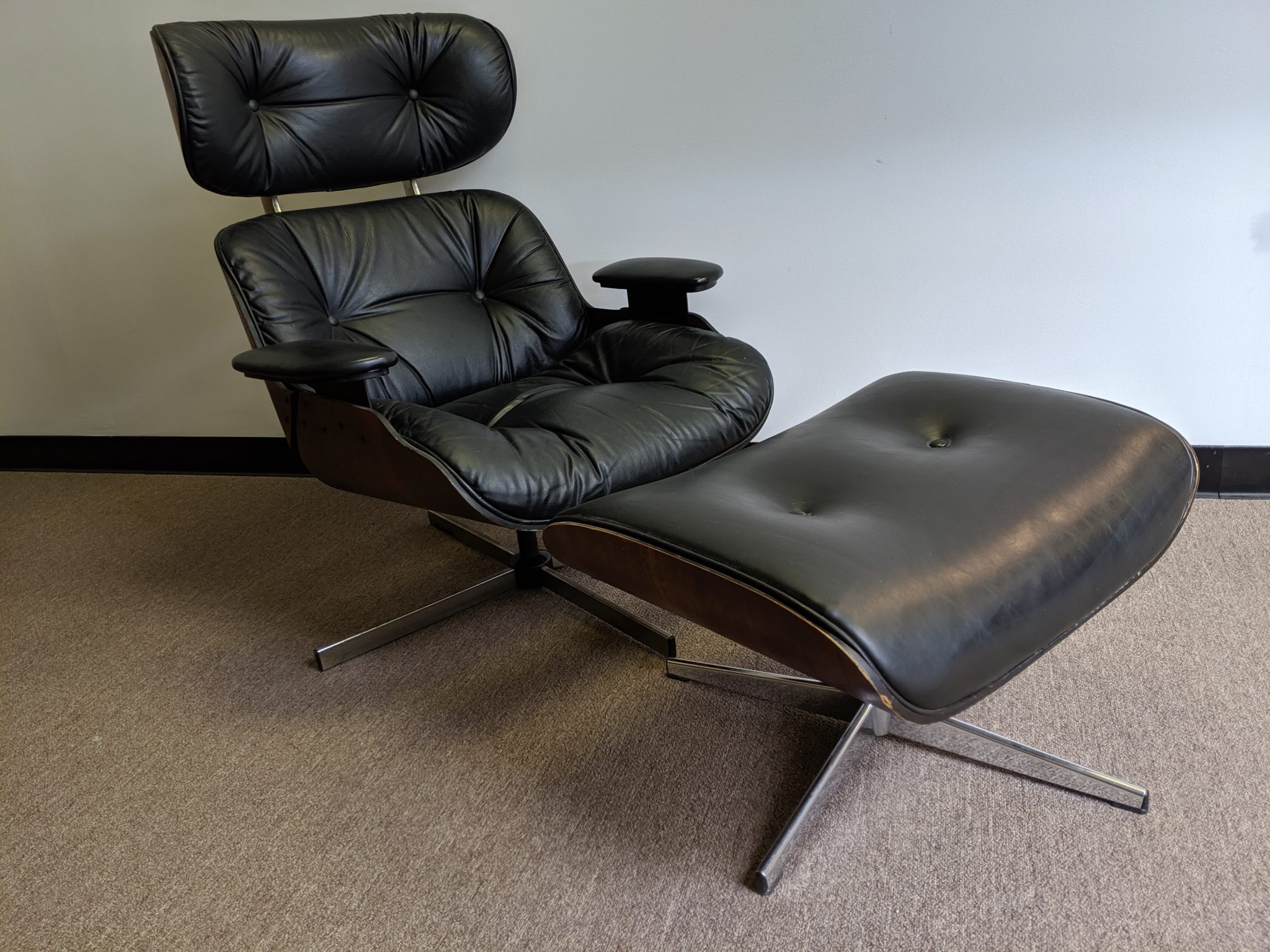 Charles eames and eero saarinen together achieved two 1st positions. Mid Century Modern Eames Style Lounge Chair with Ottoman by Selig - EPOCH