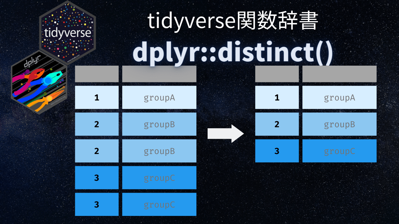 [tidyverse関数辞書] dplyrdistinct()の使い方 エクセルとRでデータ分析
