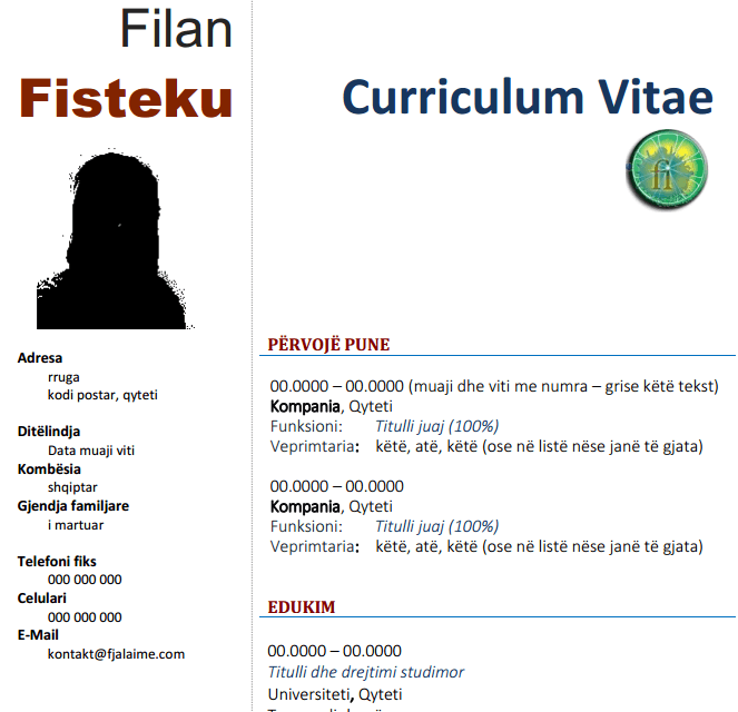 Si të shkruajmë një CV për 5 minuta, në formatin.
