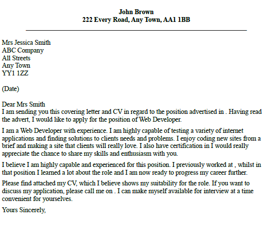 Freelance Web Developer Cover Letter Examples QwikResume