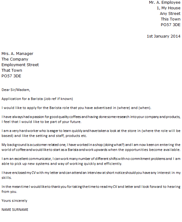 Nov 20, 2017 · view this sample cover letter for a barista, or download the barista cover letter template in word. Barista Cover Letter Example - icover.org.uk
