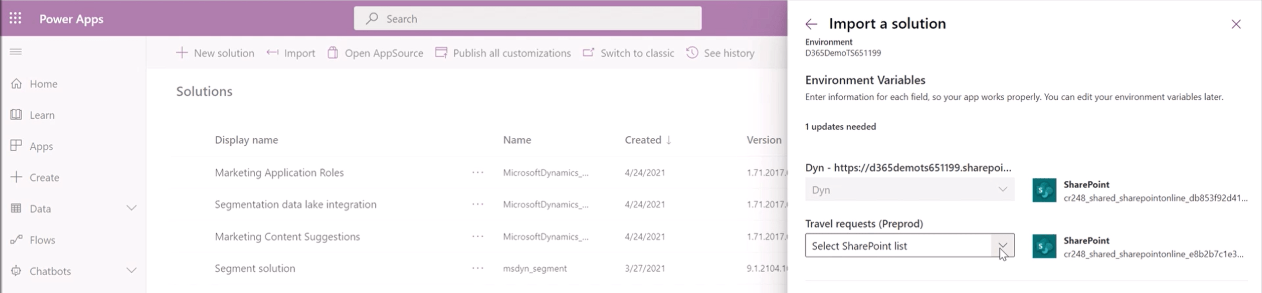 Environment Variables in Power Apps SharePains by Microsoft.