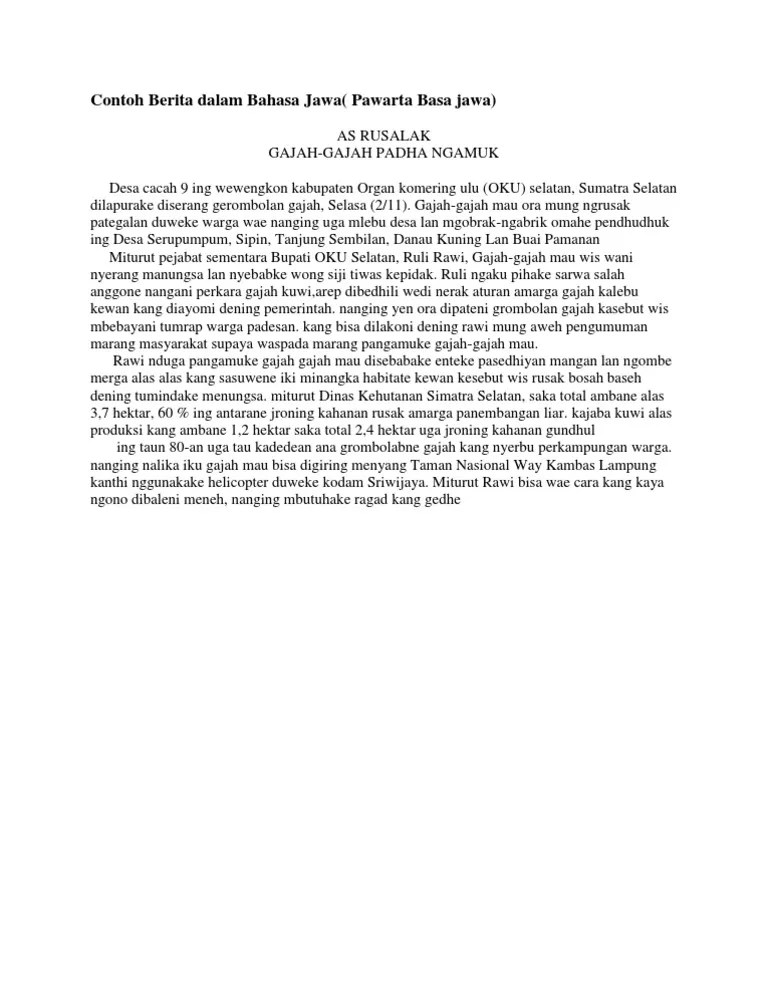 Contoh Pengalaman Pribadi Bahasa Jawa Krama – Beinyu.com