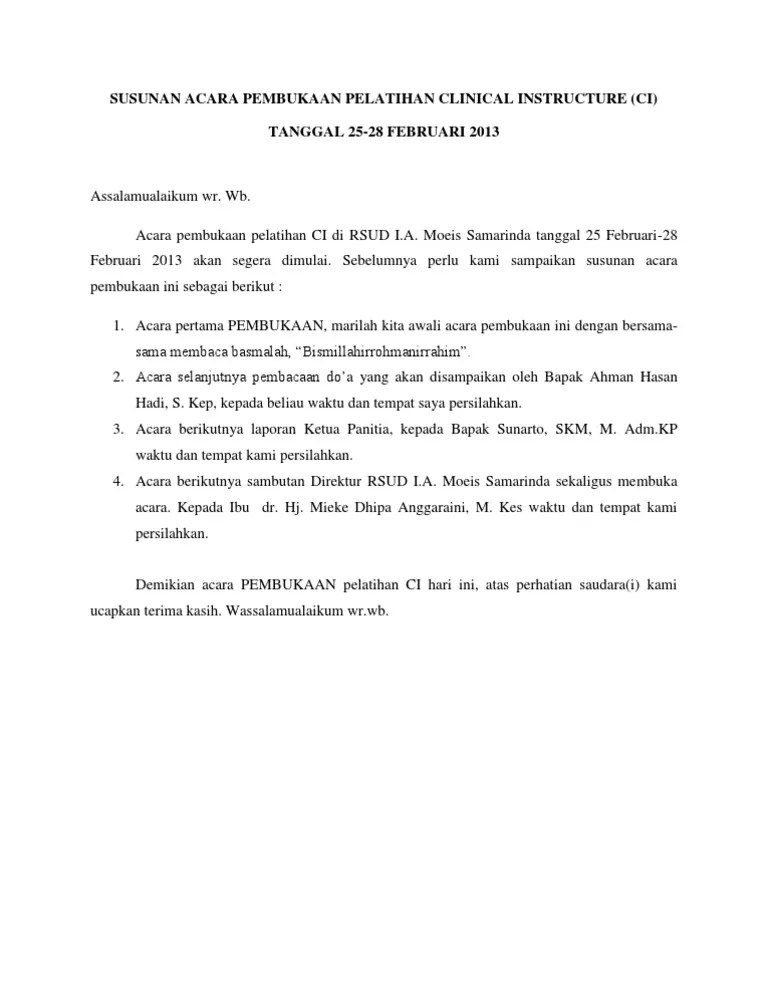Yuk Simak Susunan Acara Pembukaan Pelatihan [Terlengkap] - Catatan Gati