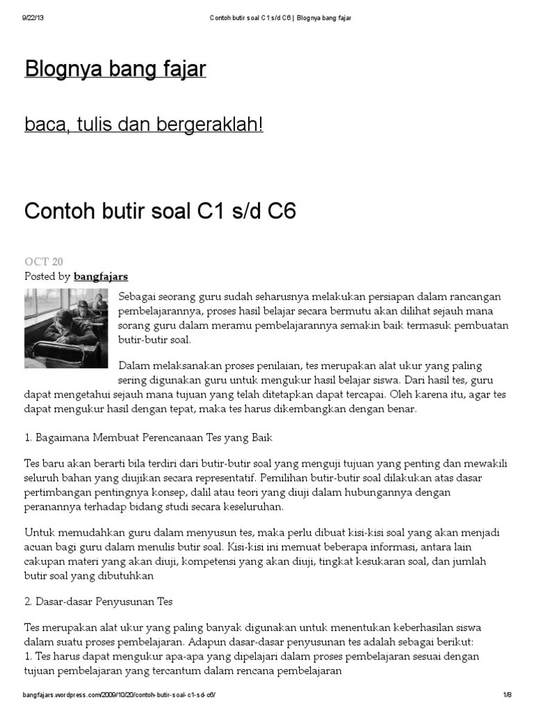 Ditahun 2016 ini taksonomi bloom telah mengalami revisi. Contoh Soal C1 Sampai C6 Untuk Sd Contoh Soal Terbaru Cute766