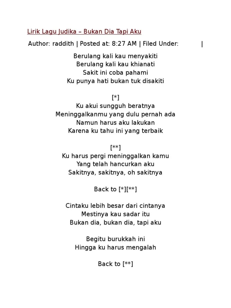 Tercepat Lirik Dan Chord Lagu Judika Bukan Dia Tapi Aku
