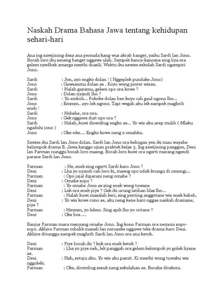 Contoh Drama Bahasa Jawa 5 Orang – Belajar