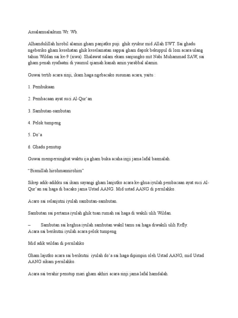 Contoh Pidato Bahasa Lampung // Kumpulan Contoh Terbaru