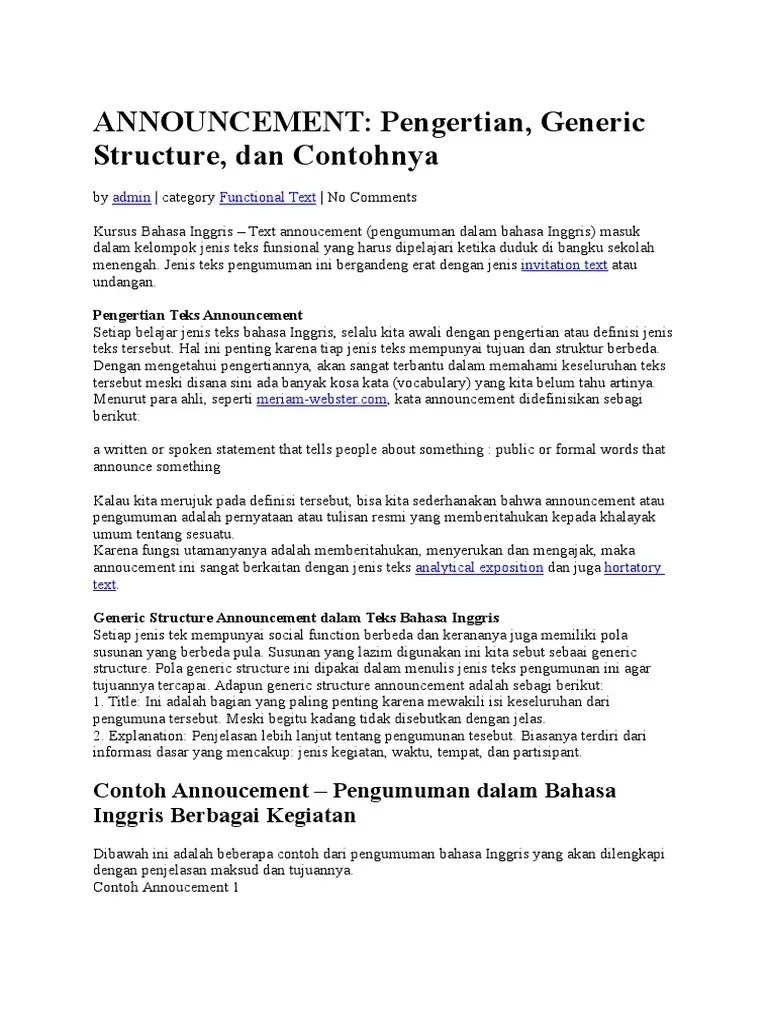 Contoh Announcement Pramugari