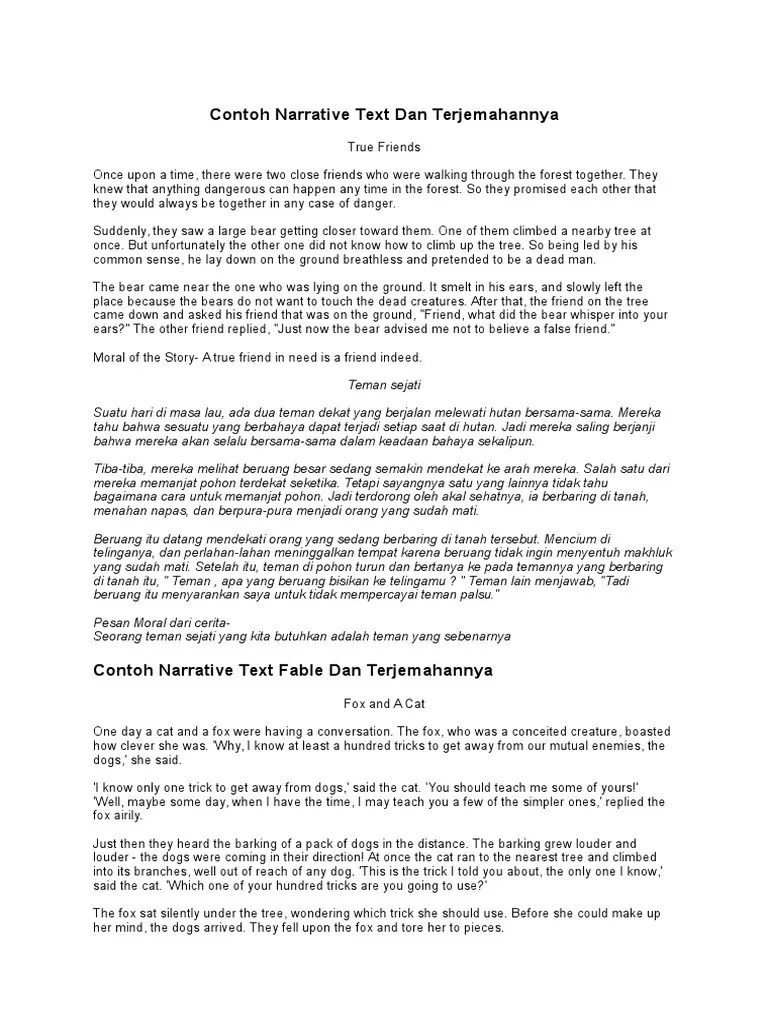 Contoh Narrative Text Beserta Artinya Dan Soalnya