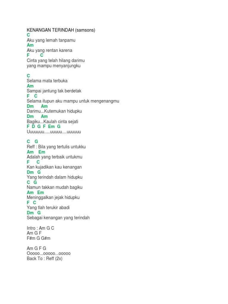 Samson Kenangan Terindah Lirik Chord