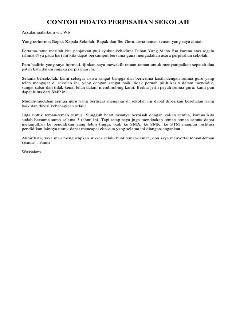 Contoh Pidato Perpisahan Sekolah Smp // Kumpulan Contoh Terbaru