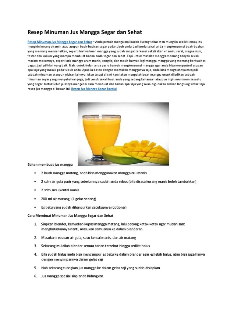 Teks Prosedur Membuat Jus Mangga Dalam Bahasa Inggris – Tulisan