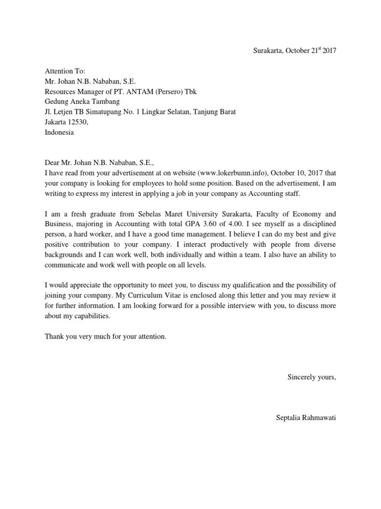 Lamaran kerja contoh cover letter bahasa indonesia. Contoh Cover Letter Bahasa Inggris Dan Artinya