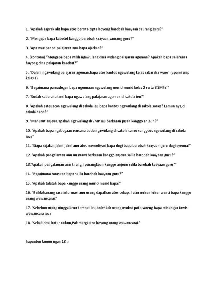 Soal Dan Jawaban Bahasa Sunda Tentang Wawancara - View Soal Dan Jawaban Bahasa  Sunda Tentang Wawancara Hasil Revisi