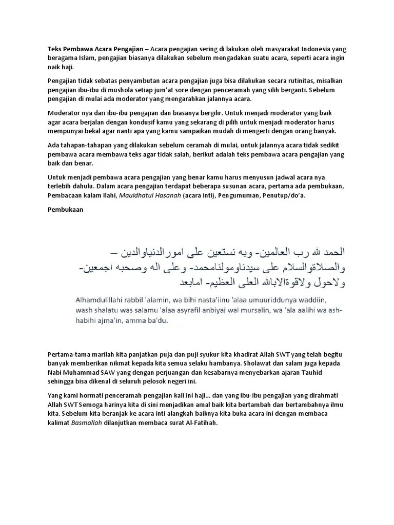 Contoh Teks Mc Pengajian Nuzulul Qur&rsquo;an - tukaffe.com