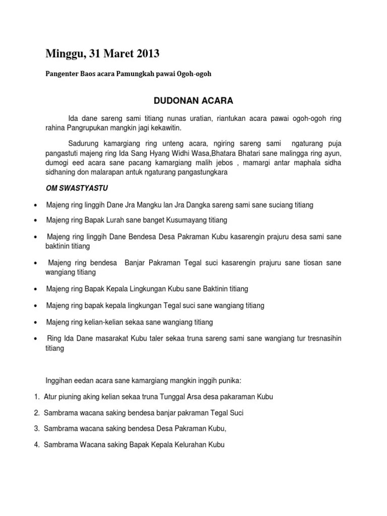 Contoh Teks Mc Bahasa Bali – Beinyu.com