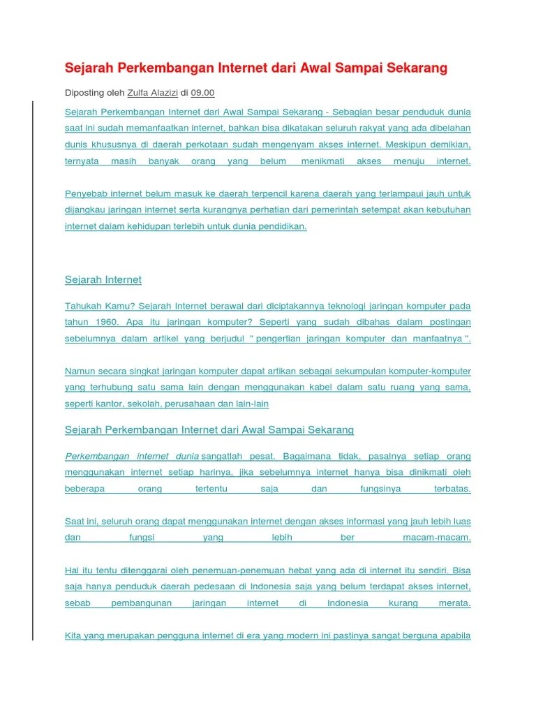 Sejarah Perkembangan Internet Dan Intranet – Rasanya