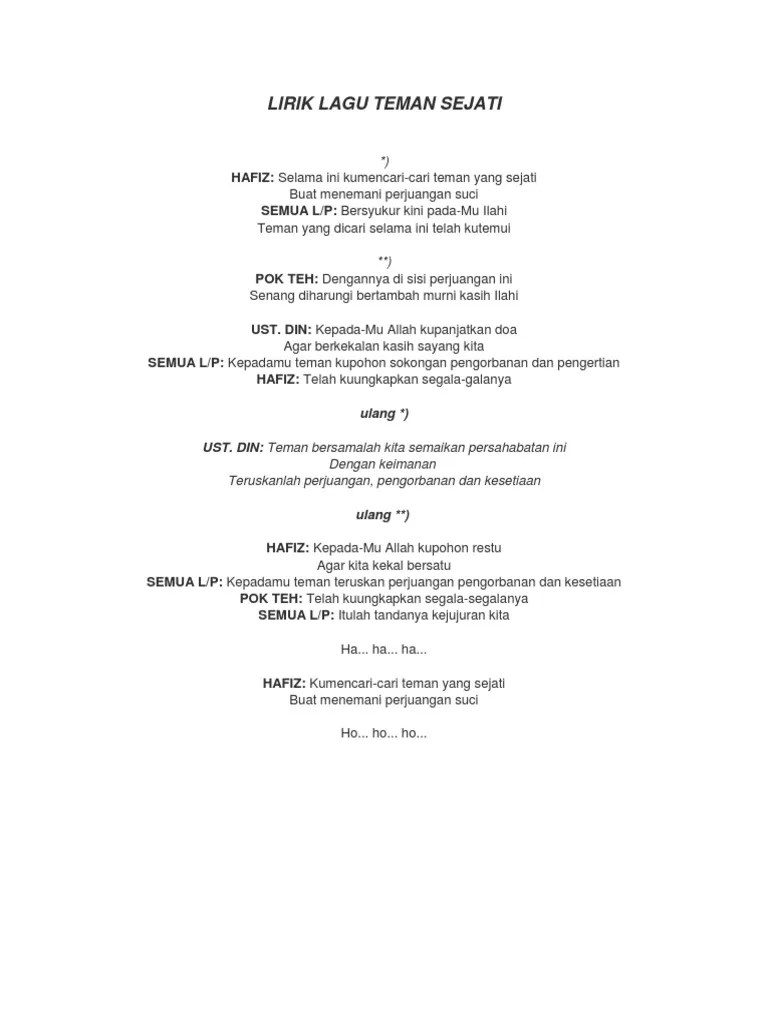 Lirik Kucari Cari Teman Hidup Yang Sejati