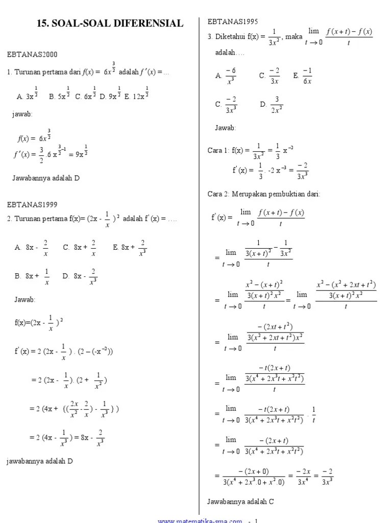 Kumpulan Soal Turunan Implisit Doc – Beinyu.com