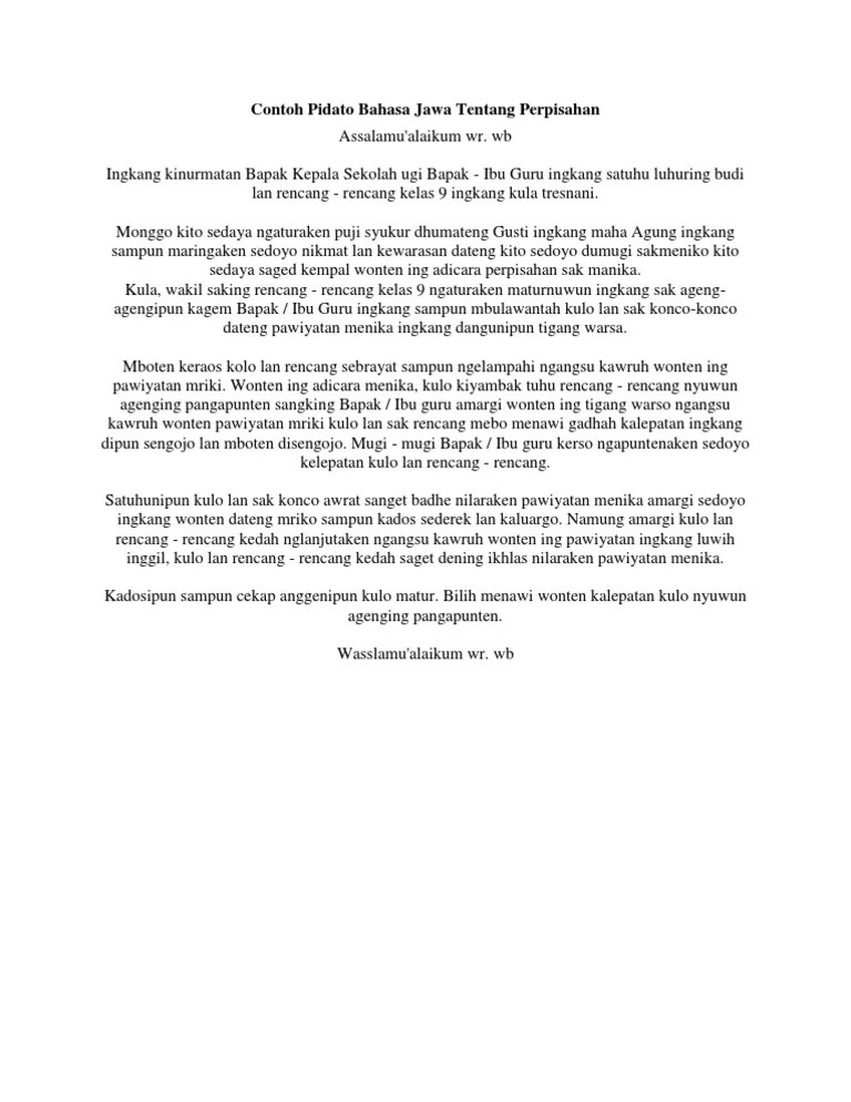 Pidato Bahasa Jawa Krama Inggil Tentang Pendidikan