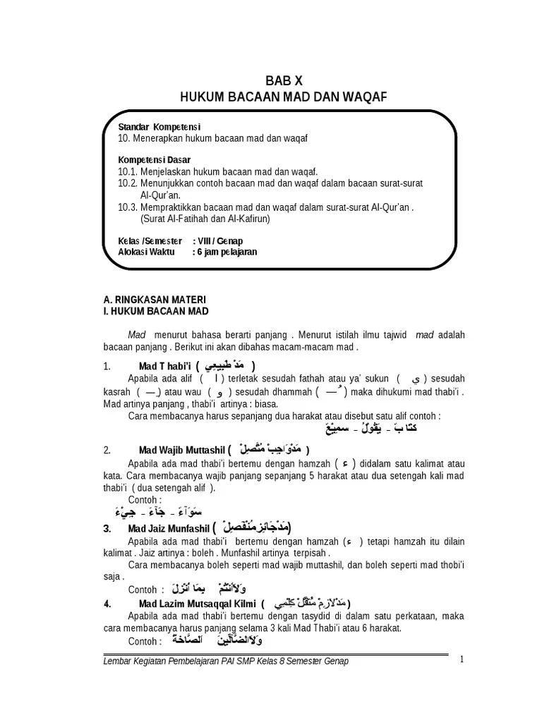 Soal Hukum Bacaan Tajwid Kelas 8 – Beinyu.com