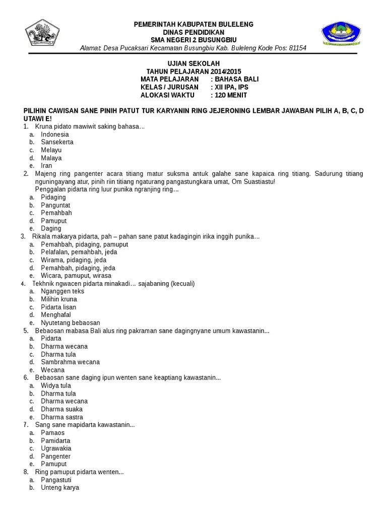 Contoh Teks Mc Bahasa Bali - Revisi Id