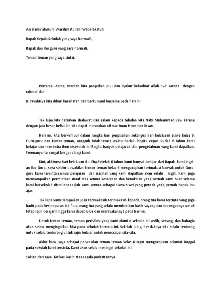 Contoh Pidato Pendek Perpisahan Kelas 6 // Kumpulan Contoh Terbaru