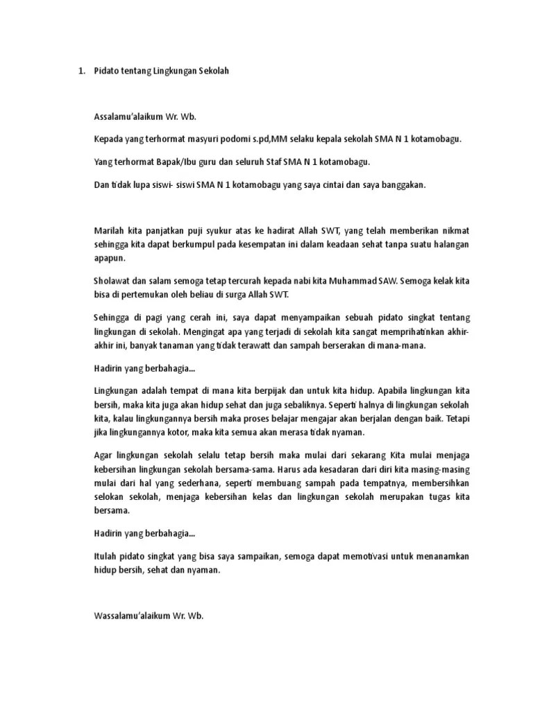 Pidato Persuasif Tentang Menjaga Kebersihan Lingkungan Sekolah - Info  Wisata Terbaru