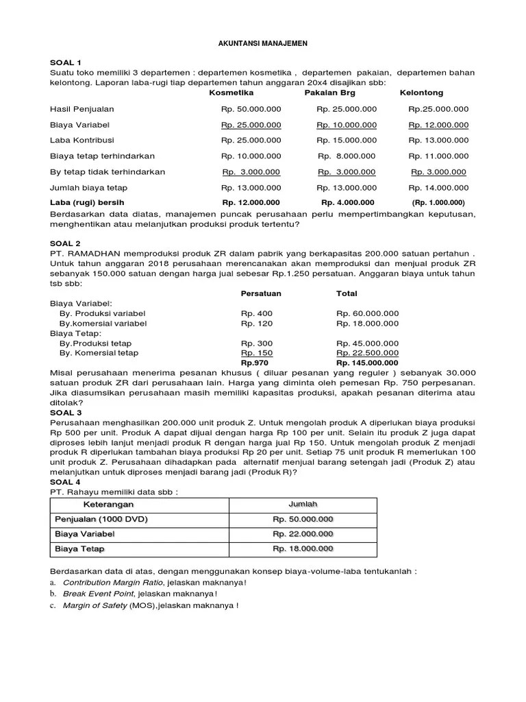 Yuk Pelajari 17+ Contoh Soal Mata Kuliah Akuntansi Manajemen [Terlengkap] -  Contoh Soal by Aulia