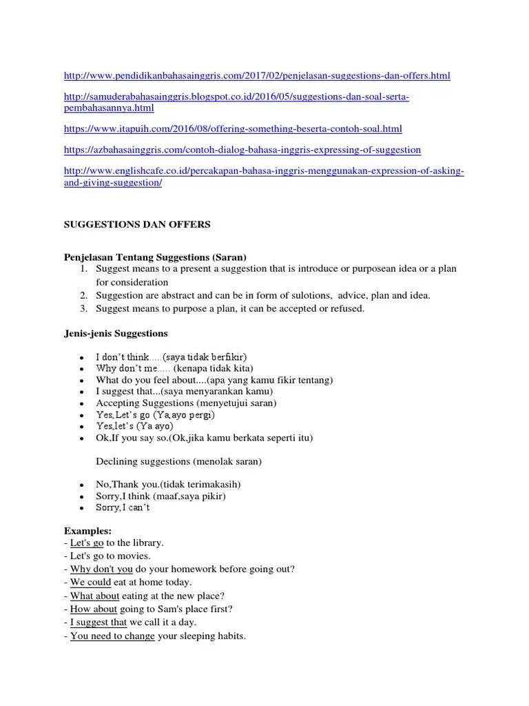 Soal Asking And Giving Suggestion – Nasi