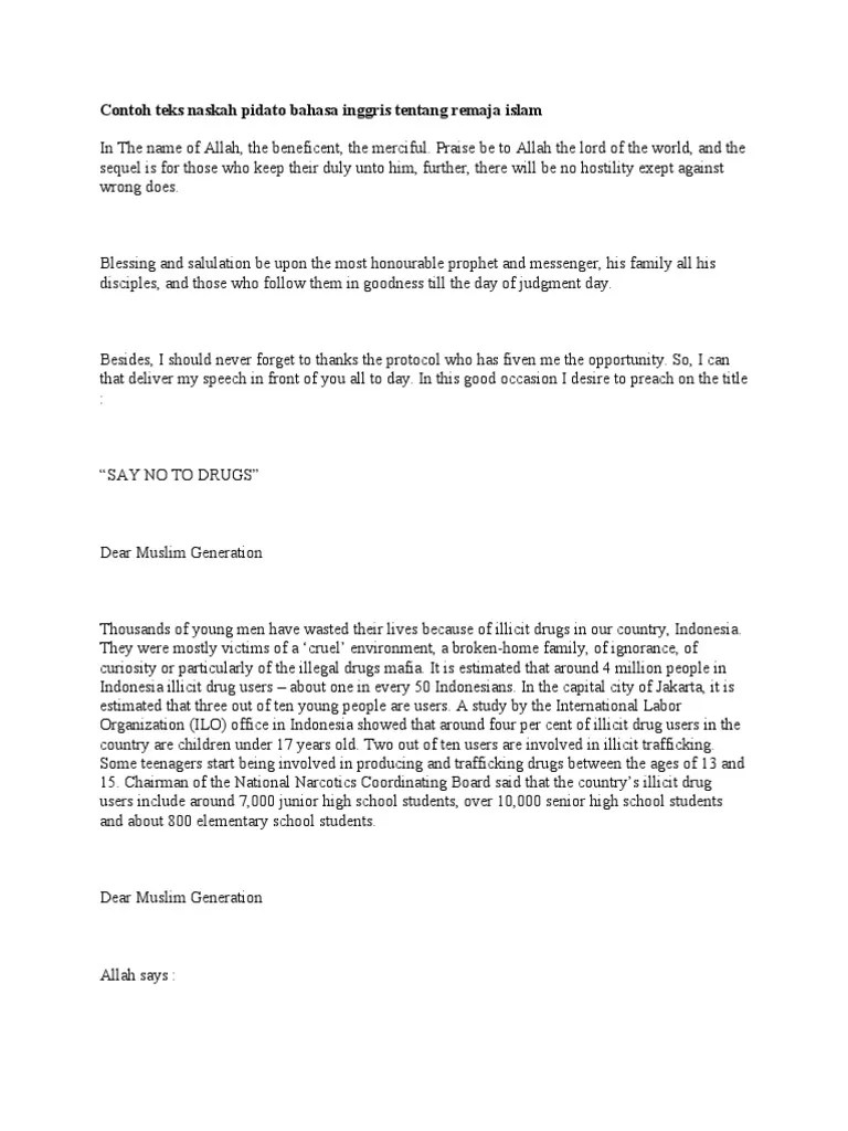 Contoh Pidato Bahasa Inggris Singkat Tentang Islam