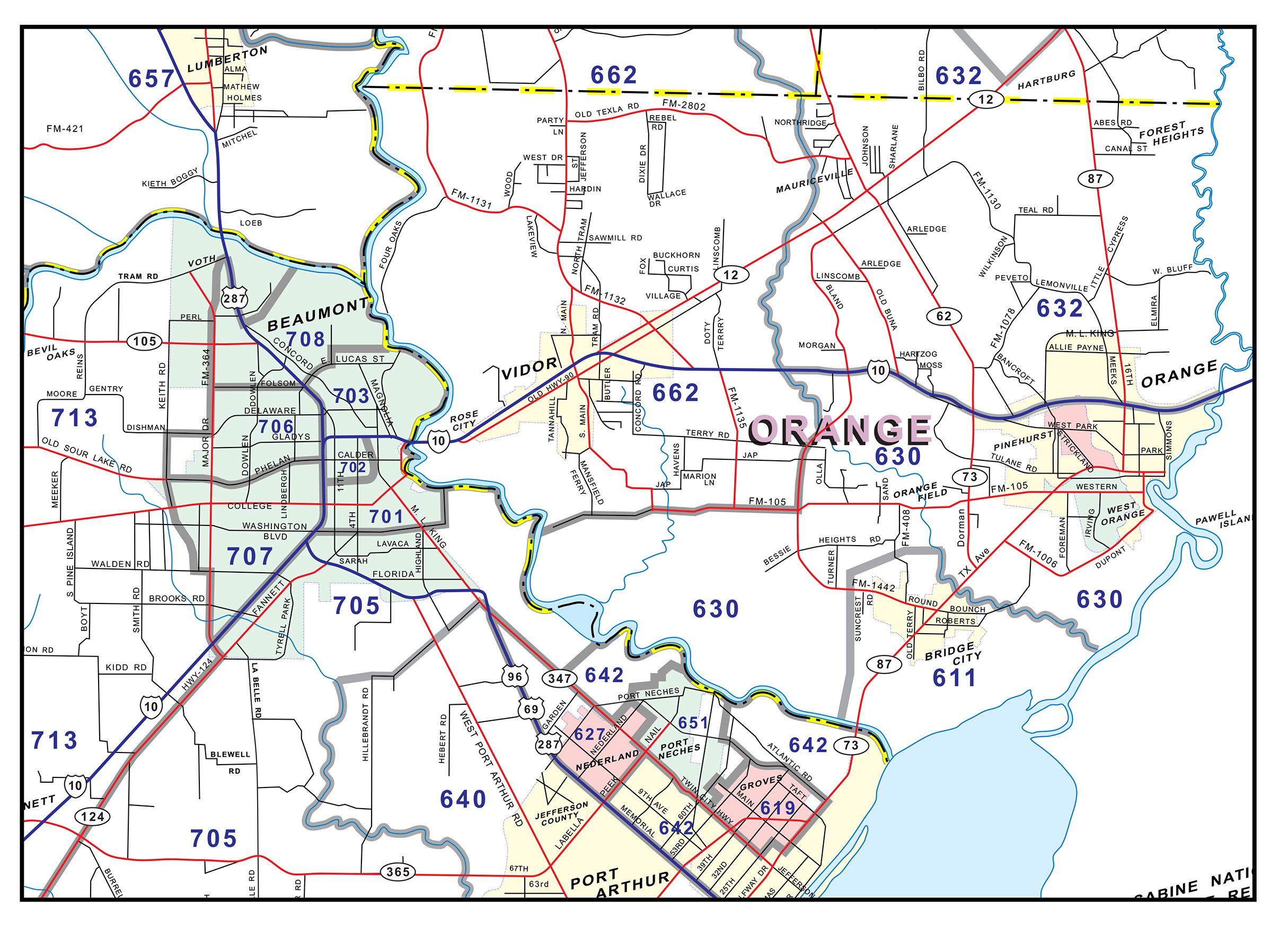 Houston Beaumont ZipCode Map - Mason Maps