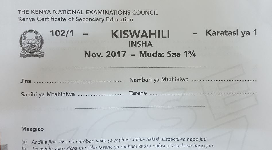 KCSE Past Papers 2017 Chemistry Paper 1 KNEC KCSE Online
