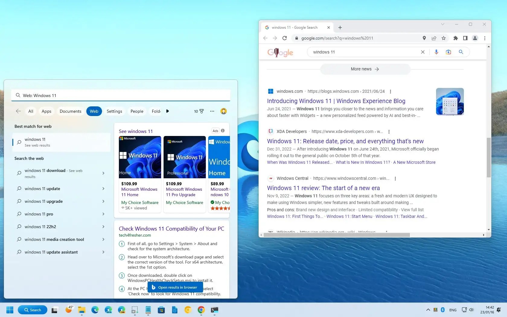 How to redirect Search and Widgets links to Chrome or Firefox 