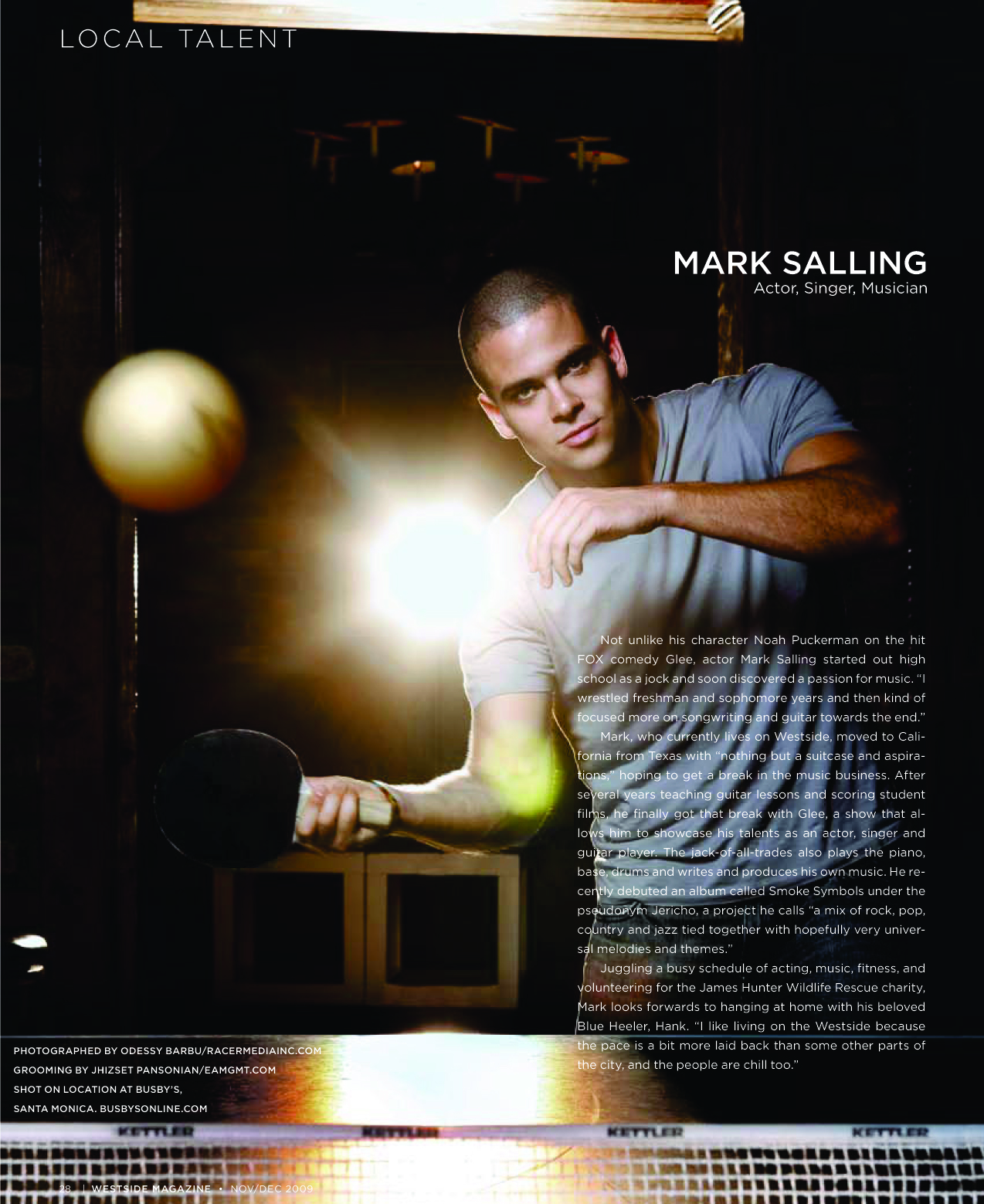 Mark Salling from Glee, the coolest new show on TV. Photographed by