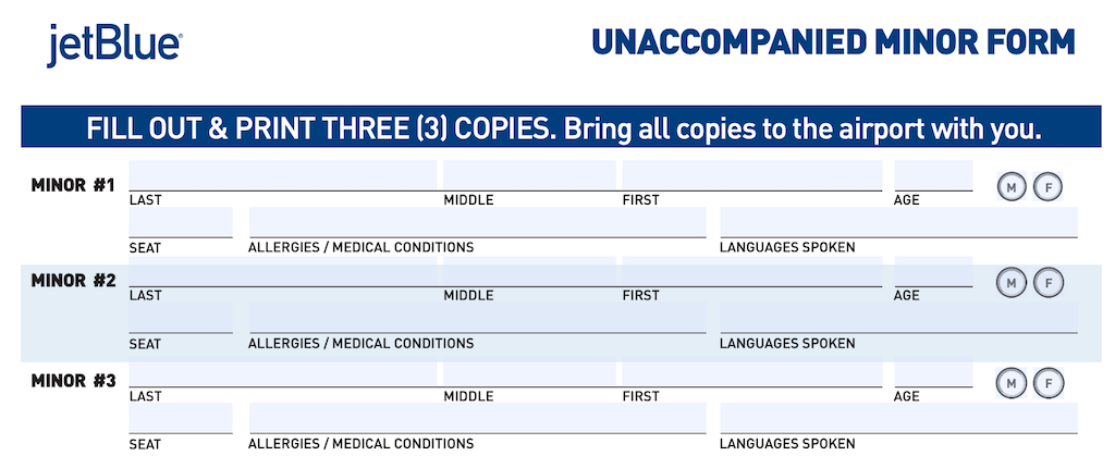 JetBlue Unaccompanied Minor Policy Guide (Forms & Fees) [2023