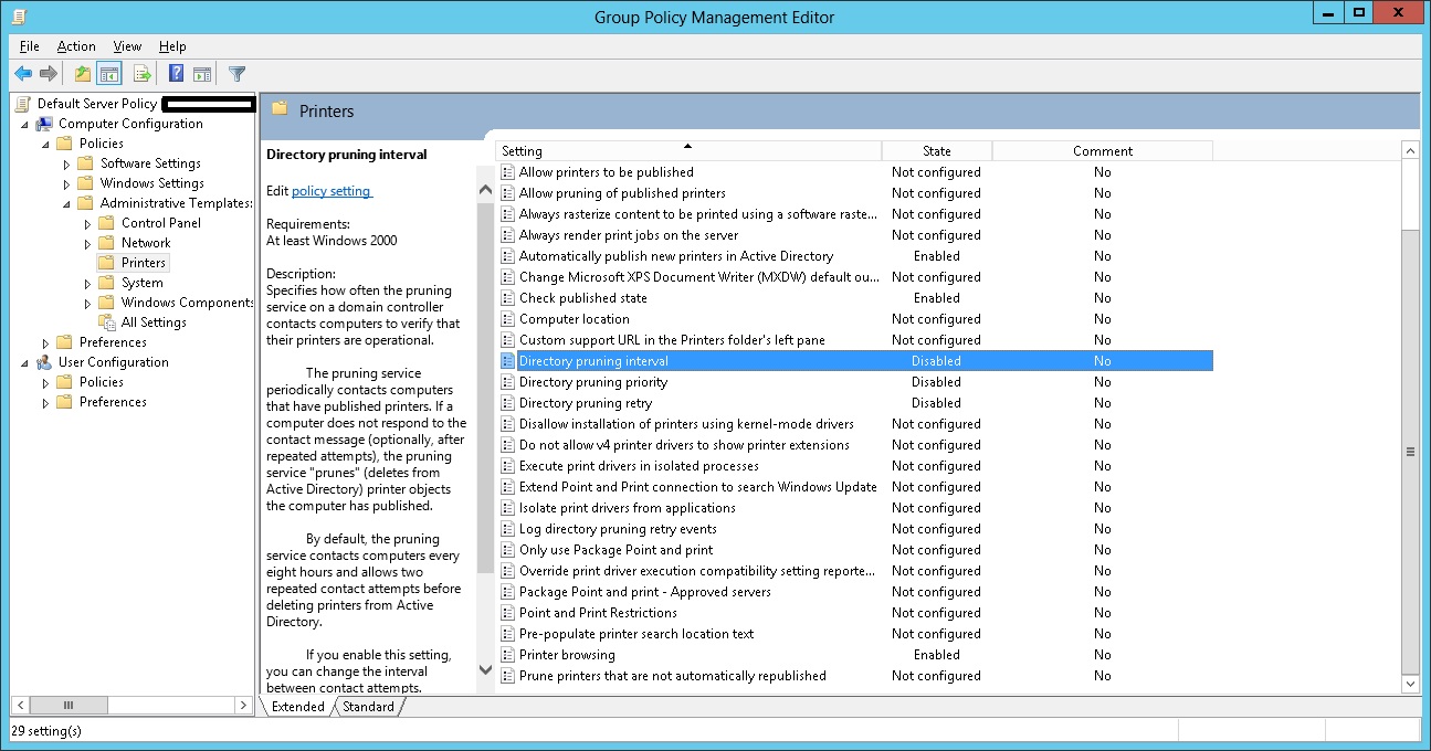 Network Printers keep disappearing from Directory Services 