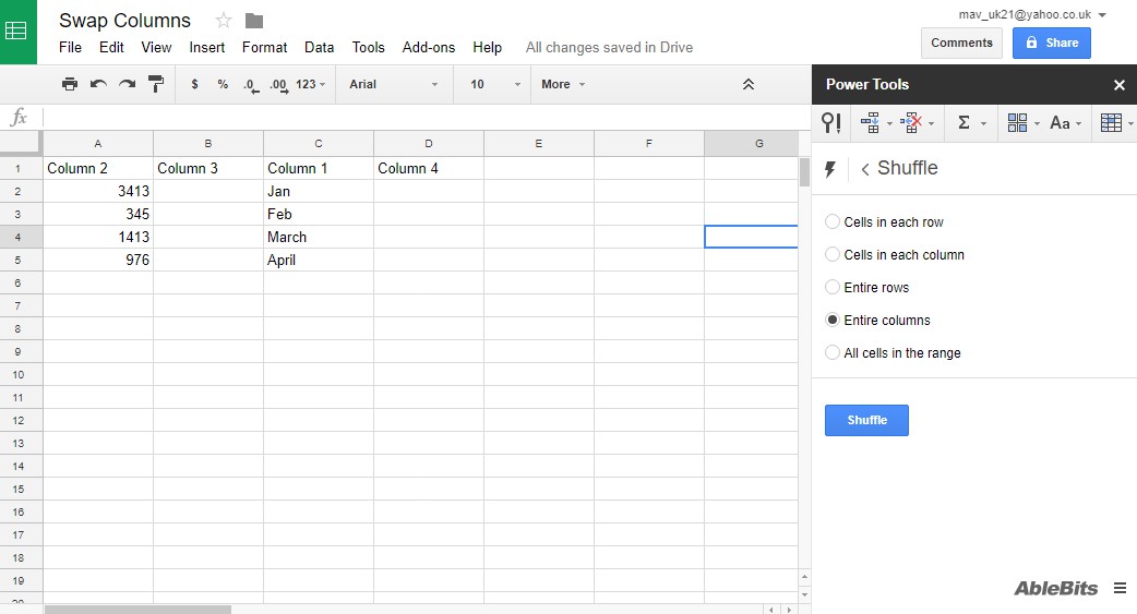 How To Swap Columns in Google Sheets