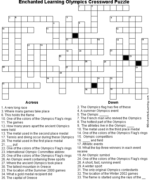  olympics crossword puzzle printout enchantedlearningcom