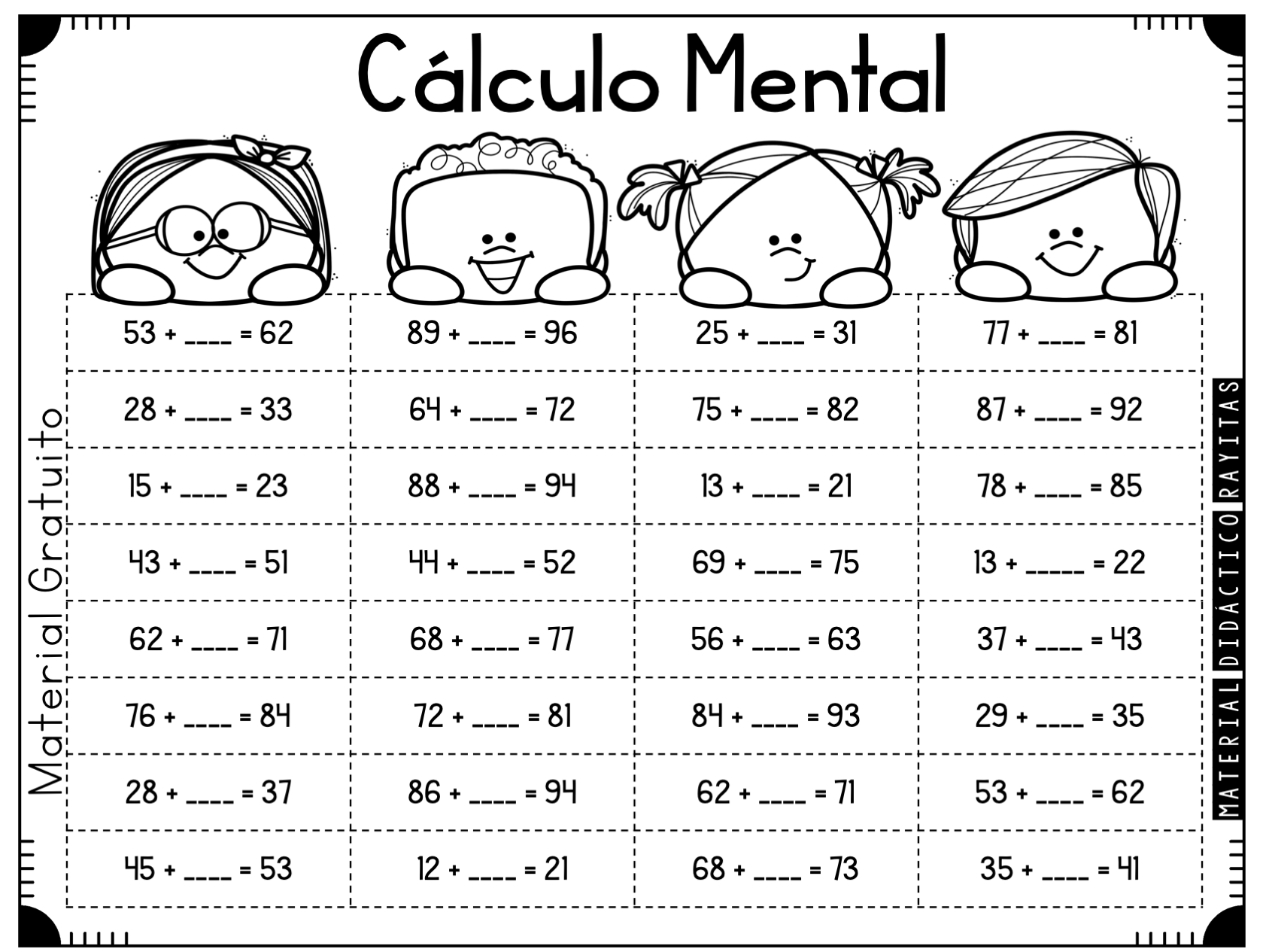 Juegos de matemáticas ☺ para niños de primaria. CÁLCULO MENTAL (3) - Imagenes Educativas