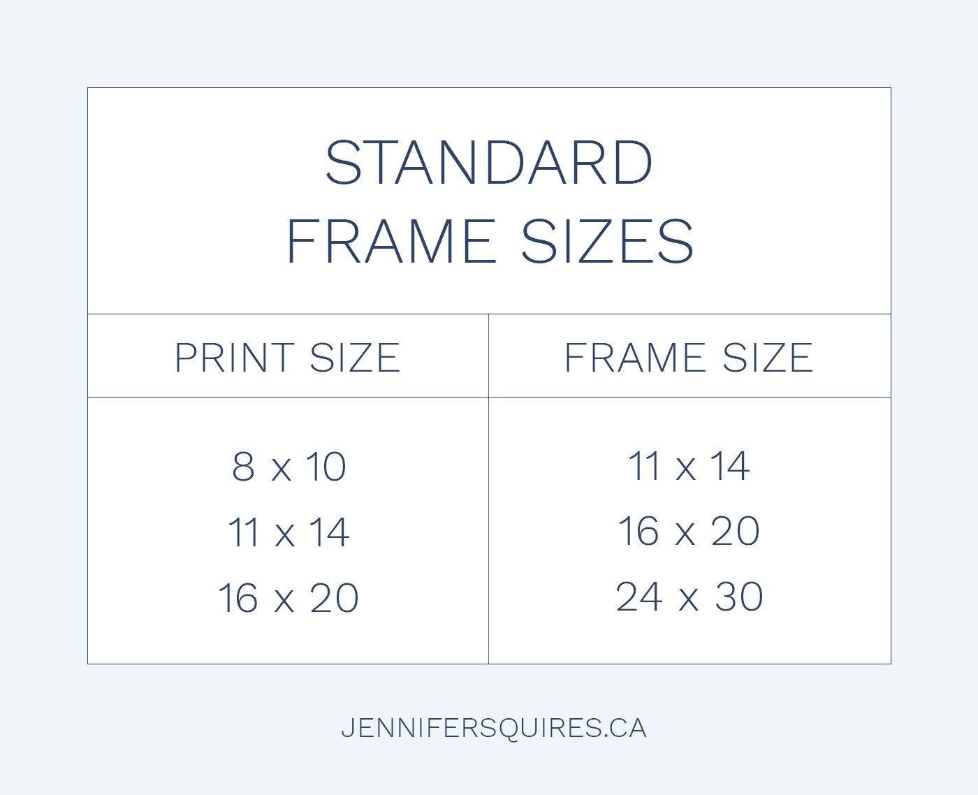 Standard Artwork Frame Sizes